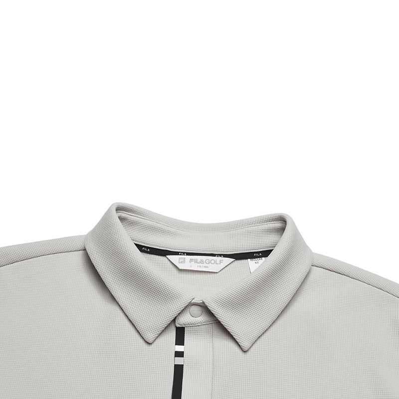 Fila Golf Series Fashion Sports Casual Stretch Comfortable Solid Color Knit Long Sleeve Polo Shirt Men Tops A11M545201FGY