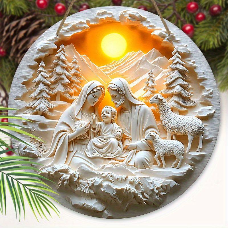 Holy night Nativity scene pendant, decoration of home walls or doors, 2d flat wooden, Christmas decoration, gifts for friends and family