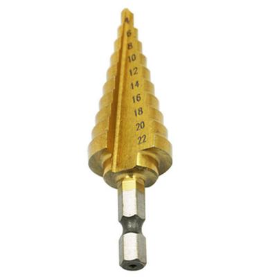 Broca cônica revestida de titânio hexagonal, cortador de madeira de metal, ferramenta hss de 4-22mm
