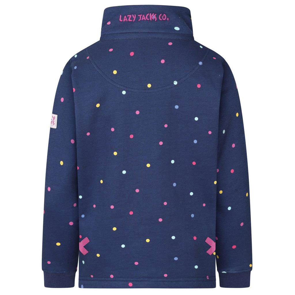 Lazy Jacks Girls Polka Dot Quarter Zip Sweatshirt