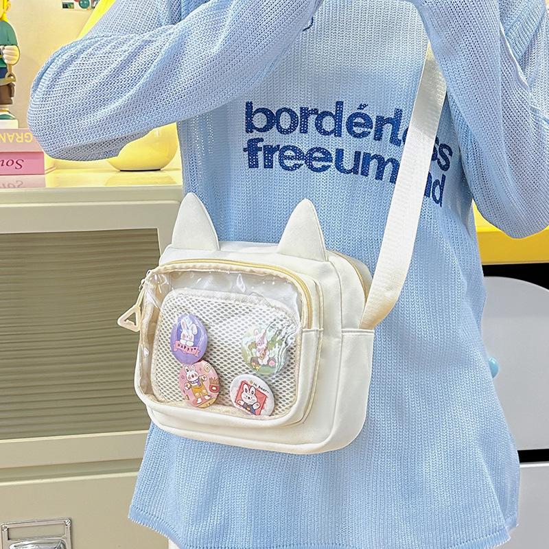 Ins Style Fashionable Transparent Rabbit Ear Pain Bag Fresh and Sweet Student Messenger Bag Cute Versatile Mobile Phone Bag