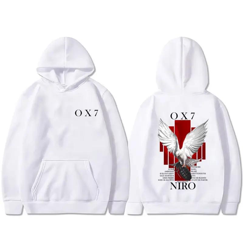 Rapper Niro OX7 Grafik Hoodie Herren Hip-Hop Mode Popmusik Hoodie Lässig Vintage Sport Hoodie