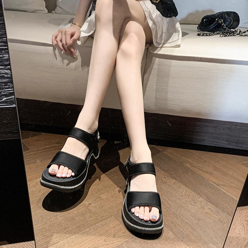 New Rhinestone Platform Muffin Super High Heel Wear Small Slippers Sandals Drag Women's Shoes Beach Shoes Sandals