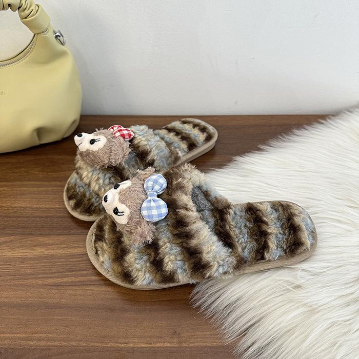

Cute cartoon Shirley rose fluffy slippers women s outerwear 2025 autumn new comfortable soft bottom home versatile cotton mop 40 хаки