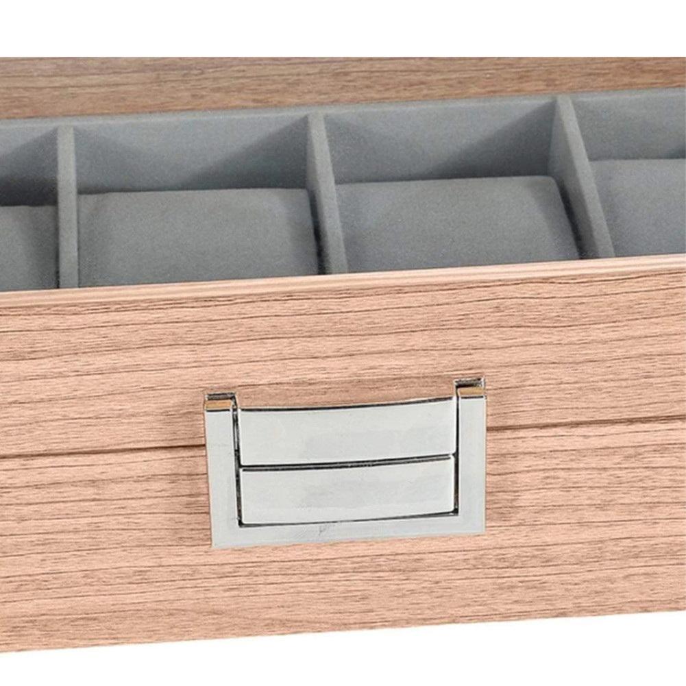 3/6 Grid Slot Watches Case Wooden Glass Watch Box Display Jewelry Metal Lock Organizer Wooden Watch Storage Box