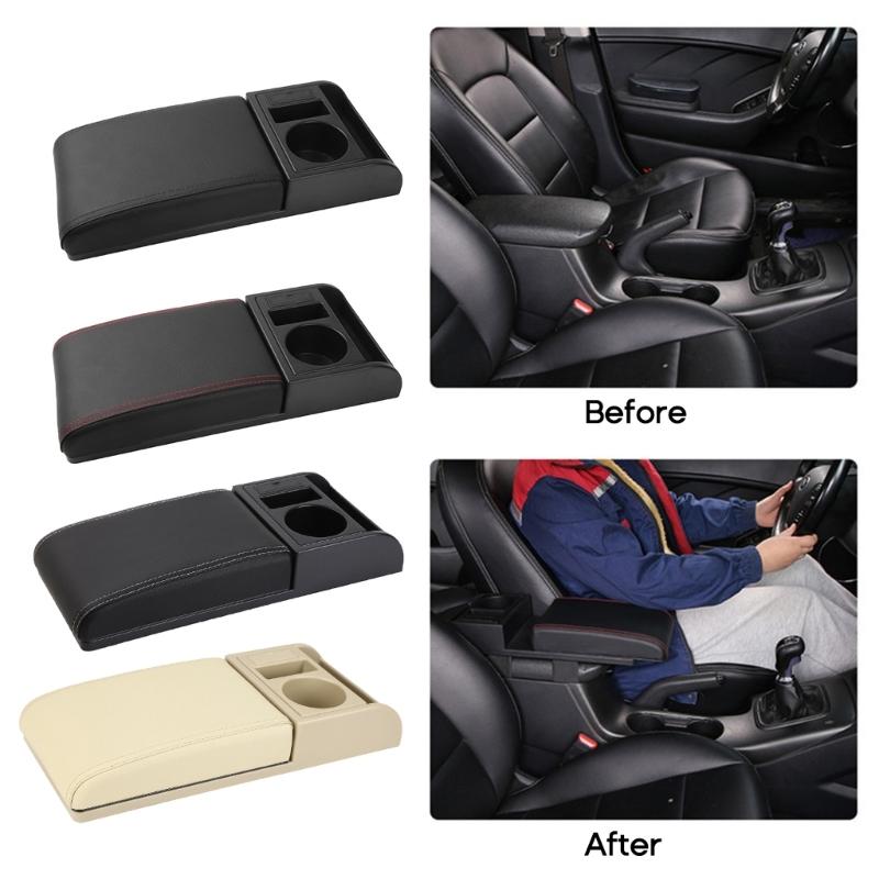 Universal Center Console Armrest Cushion for Vehicle SUV Auto Breathable Pad Seat Elbow Support with Storage Compartment