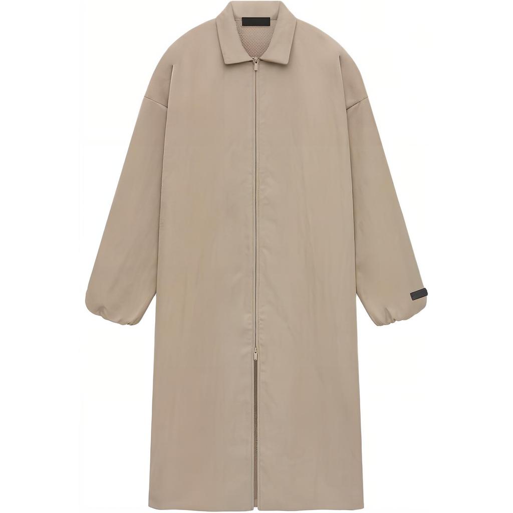 Fear of God Essentials Trench in Nylon Texturizzato con Stampa di Lettere Cappotti da Uomo Sabbia del Deserto 202HO246347F