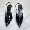 Fashion Versatile Summer High Heels Women Modern Sandals Patent Leather Concise Design Slip On Pointed Brand Designer Female Dress Shoes