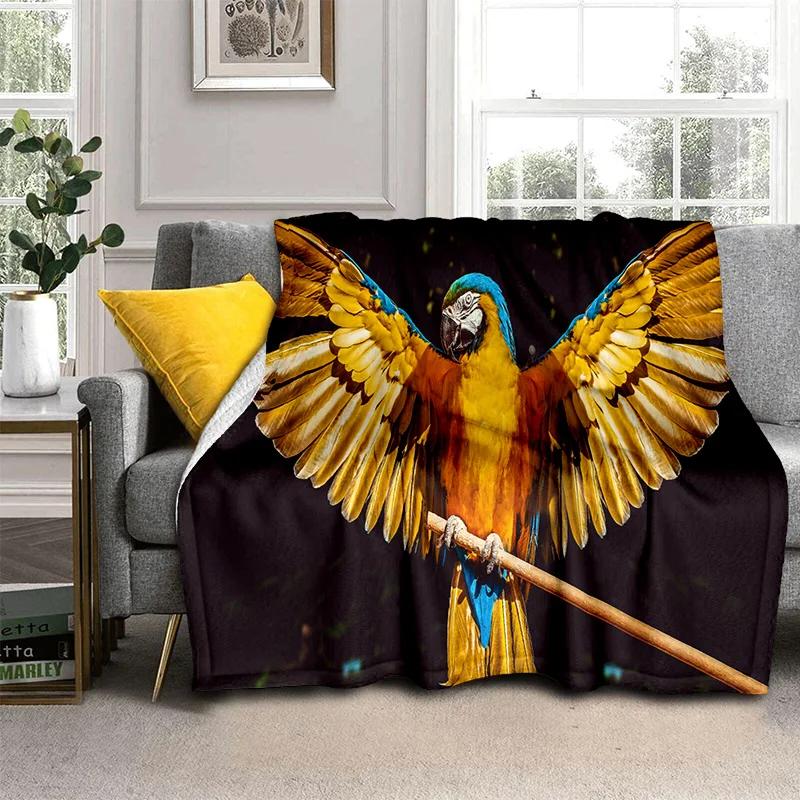 3D Colorful Macaws Parrot Birds Blanket,Soft Throw Blanket for Home Bedroom Bed Sofa Picnic Travel Office Rest Cover Blanket Kid