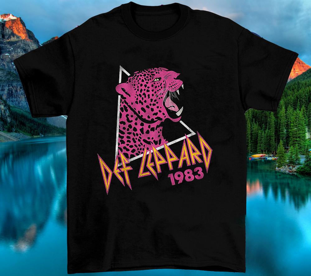 

Rare Def Leppard 1983 Pink Leopard Black Size S to 234XL Unisex TShirt Unisex T-Shirt S