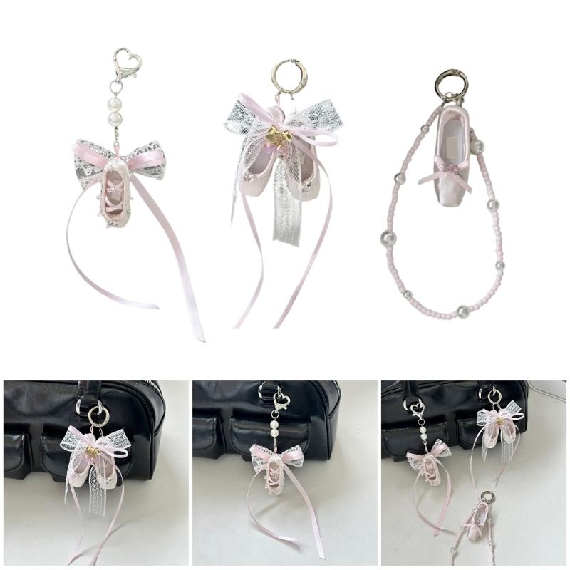 Charm Ballet Key Holder Accessory Multipurpose with Sturdy Ribbon Detail Fashion Accessory for Trendy Women Ladies