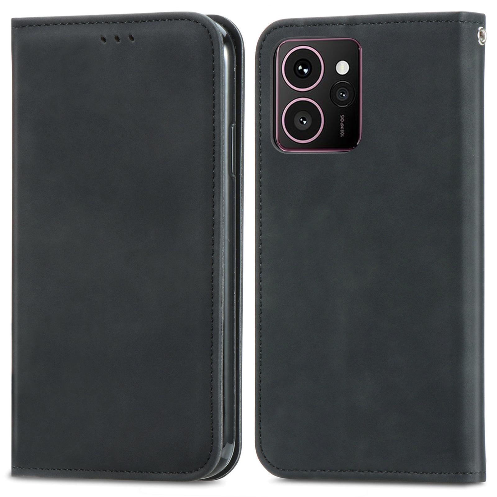 

For HMD Skyline Case Skin Touch Feeling Leather Card Holder Phone Cover Magnetic Absorption Black