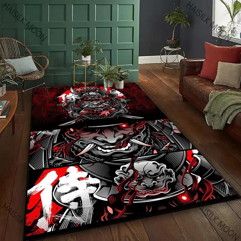 3D HD Printing Samurai Pattern Carpet Bedroom Living Room Computer Room Office Large Area Rugs Available in All Seasons Mat Gift