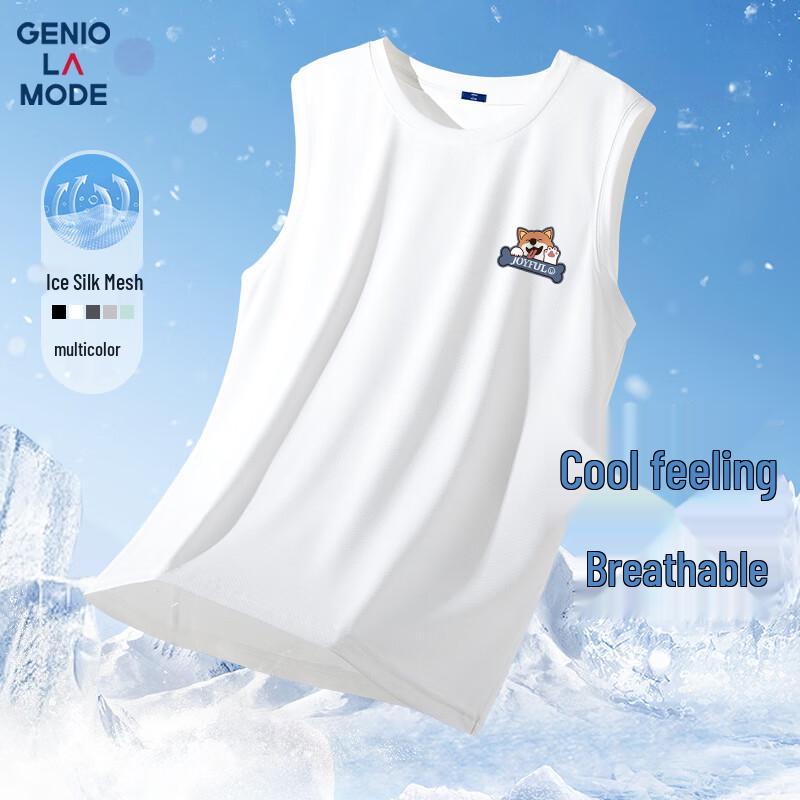 GENIOLAMODE Men s Ice Silk Cooling Corgi Print Tank Top M