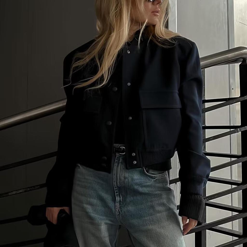 Giacca Cappotto da Donna con Grandi Tasche in 11 Colori Collo Alto