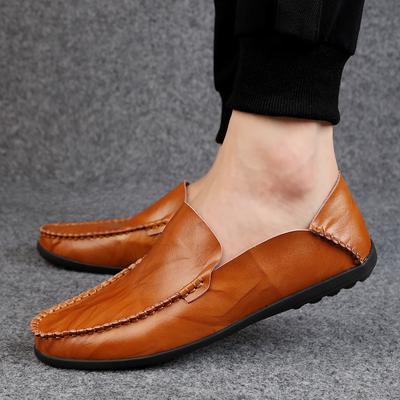Classic Men Leather Shoes Flat Slip On Breathable Loafers British Style Business Formal Moccasins City Walk Casual Shoes for Men