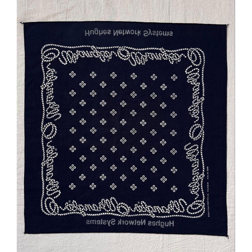 Used 1970s WRANGLER ALL COTTON BANDANA NAVY SINGLE SIDED MADE IN USA VINTAGE
