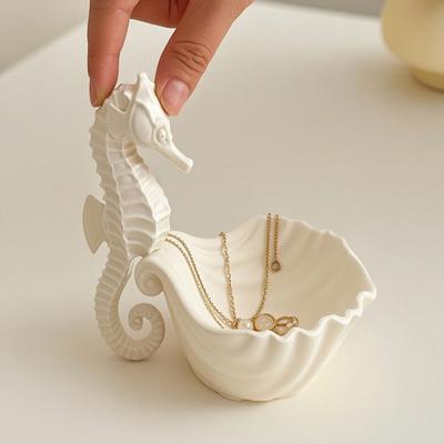 3D Printed Sea Horse Jewelry Display Stand with Shell Matte