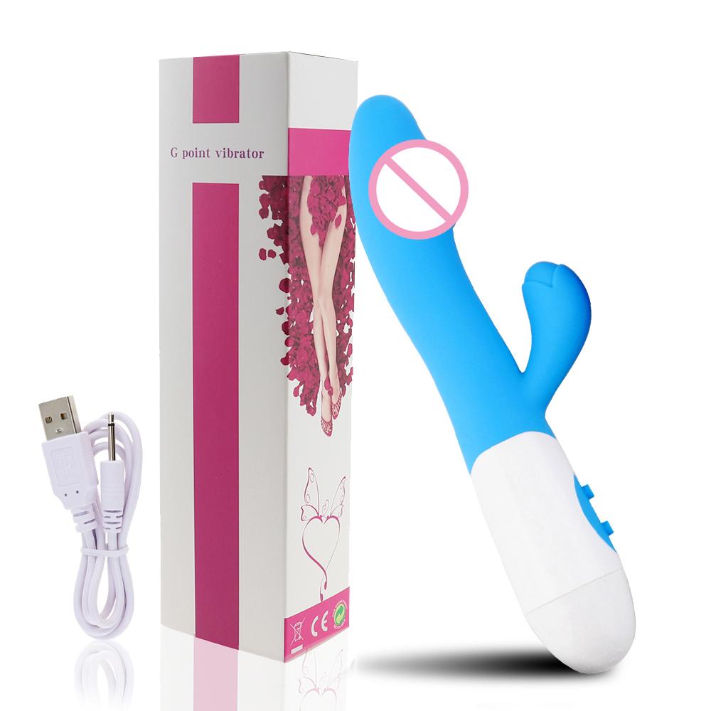 Rechargeable Dildo Rabbit Vibrator Dual Vibration G Spot Vagina Massager AV Stick Clitoris Sex Toys for Women Female Masturbator