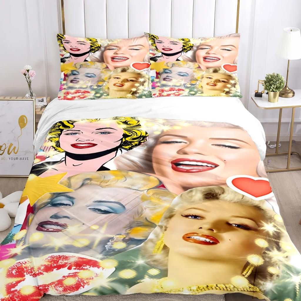 Marilyn Monroe Duvet Cover Soft Bedding Set with Pillowcases for Teens Single Double Queen King Size
