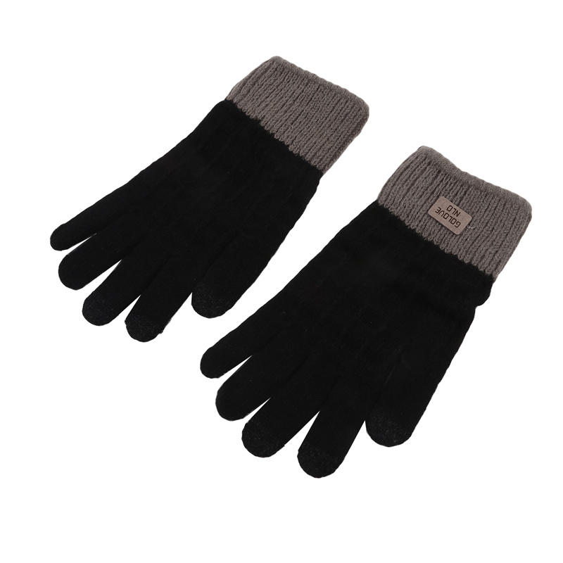 Gants d'hiver chauds et épais pour femmes et hommes, mitaines tricotées extensibles, gants à doigts complets, gants doubles de couleur assortie
