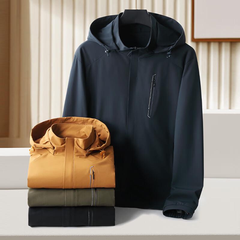 Men's Plus Size Stand Collar Jacket with Detachable Hood