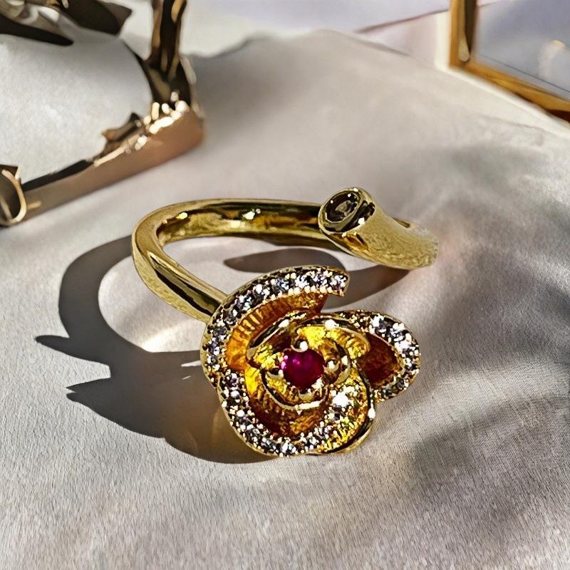 Blind Box Paar, Pfirsichblüten Tropföl Schmetterlingsring, Mittelalterliches Französisches Retro Nischendesign, Leichter Luxusring für Frauen