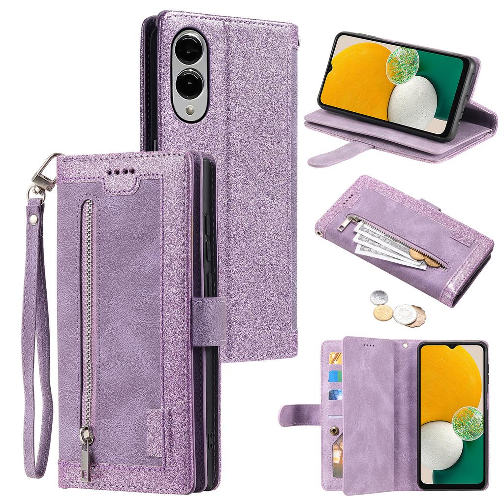 For Samsung Galaxy S25 Edge Case PU Leather Phone Cover with Zipper Wallet 9 Card Slots