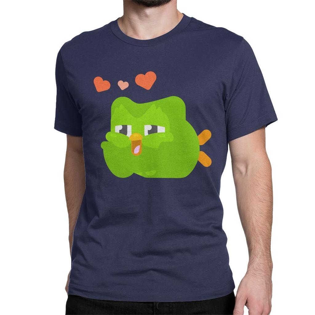 Pánské Dámské Roztomilé Trička Duolingo Kreslená Sova Bavlněná Tílka Módní Tričko s Krátkým Rukávem a Kulatým Výstřihem Párty Tričko