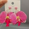 European-American Cross-Border Earrings: Women's Fashion 3D Butterfly Orchid Flower Head Jewelry, Exaggerated High-End Style