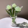1Pc/1 Set Mini Glass Rose Flower Decoration with Stem Handmade Glass Floral Figurine Home Living Room Hand-Blown Flower Bouquet Ornament
