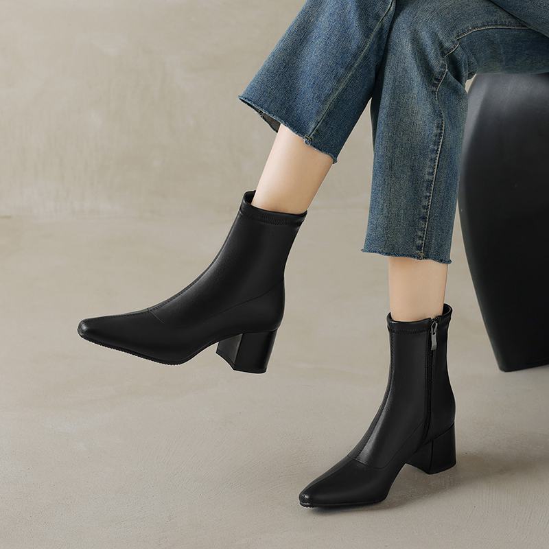 Krazing Pot Mikrovlákno Zimní Střední Podpatky Chelsea Boty Dámské Zip Velikost 43 Street Wear Strečové Kotníkové Boty