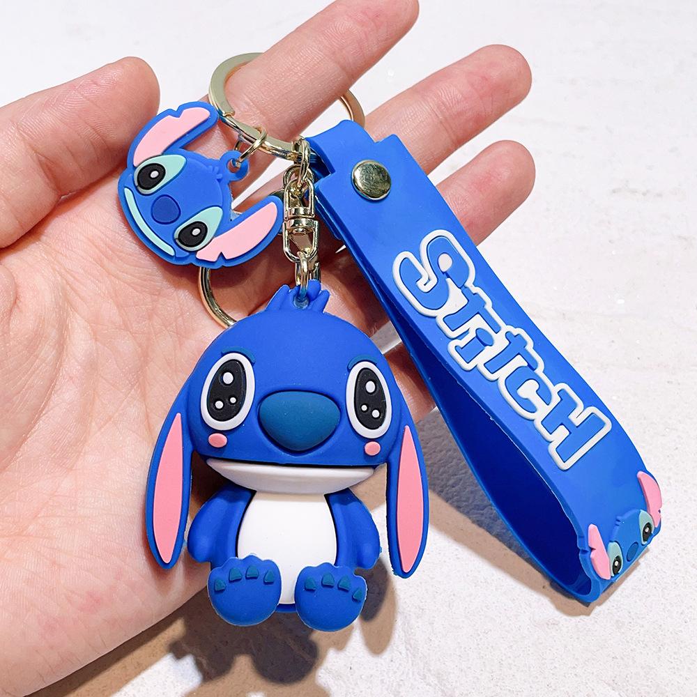 Creativity Cartoon Anime Keychain Stitch Donald Duck Minnie Mickey Pooh Bear Car Pendant Children Backpack Decoration Gift