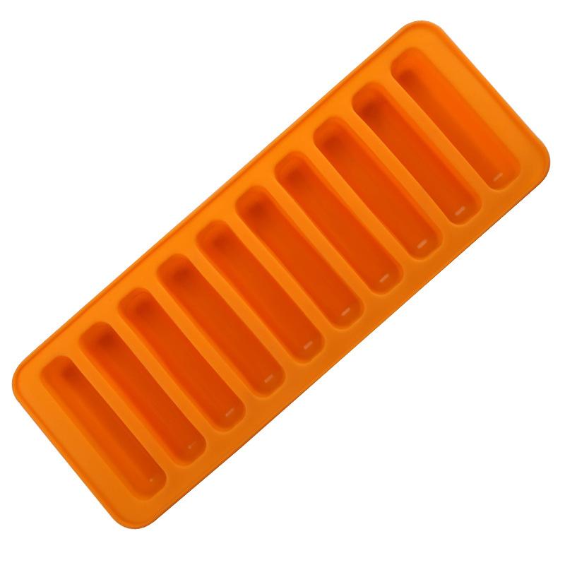 Einfache Ausdrück-Eiswürfelform, lange Form, 10 Fächer, schmale Eisstäbchen-Würfel, mehrfarbig, für Sportflaschen und Wasser