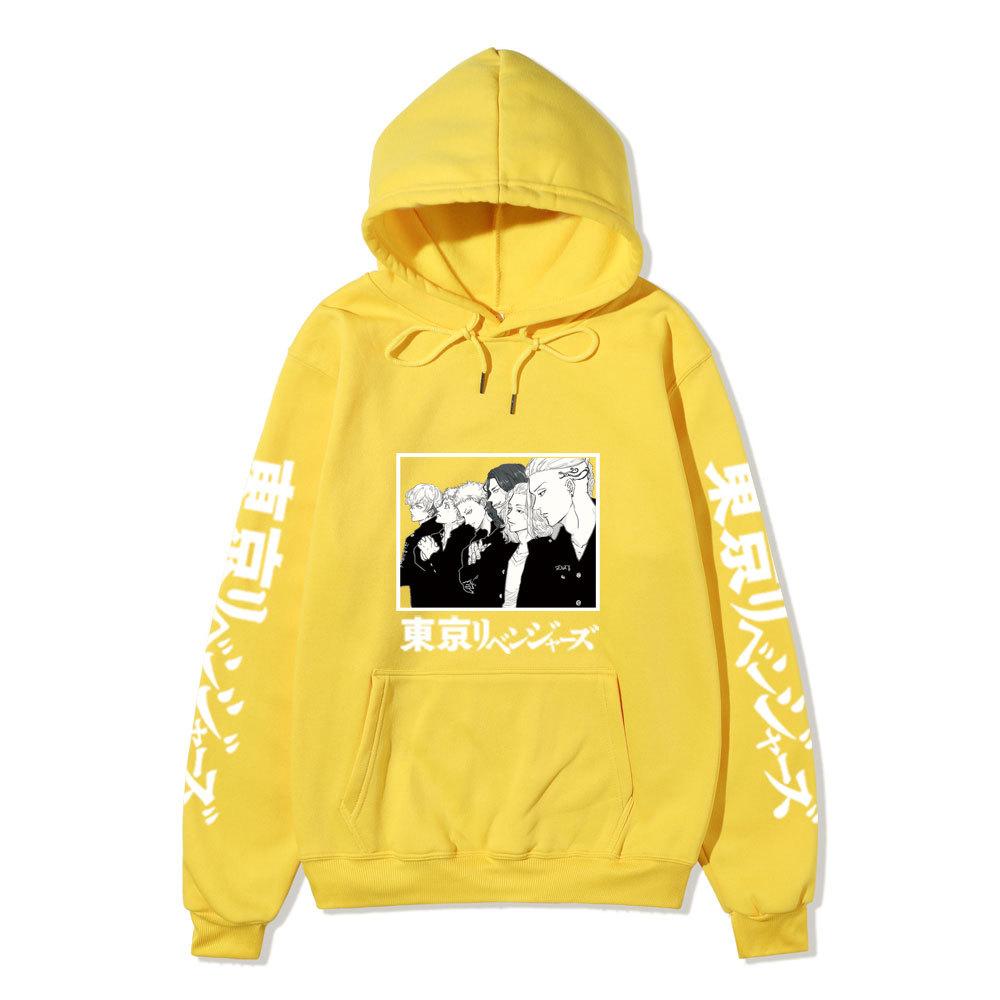 Black Warm Fleece Hooded Sweatshirt Tokyo Revengers Team Comic Print Unisex Autumn Winter Casual Daily Long Sleeve Pullover