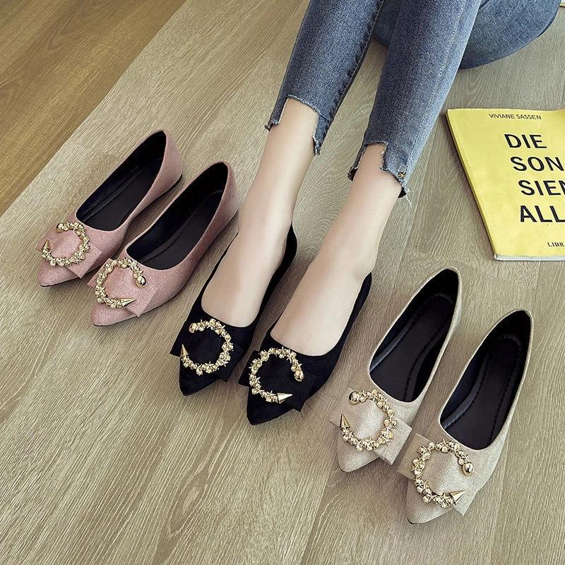 Autumn Women Flats Shoes Sexy Elegant Pointed Low Heel Sneakers Women New Shallow Slip-on Comfortable Casual Loafers