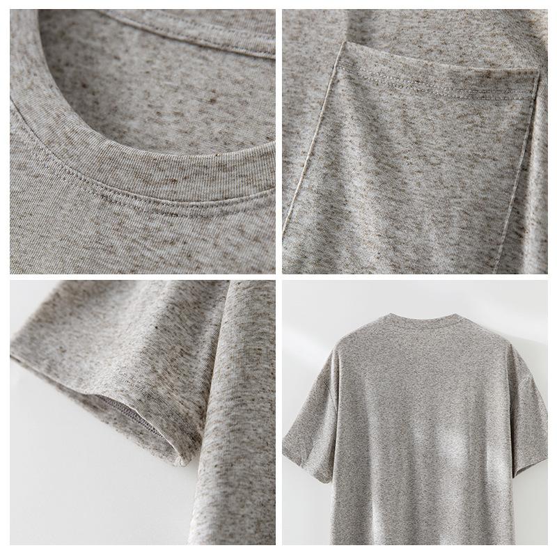 Lao Qianfeng Linen Round Neck Short-sleeved T-shirt Women's Static Luxury Blend A Antibacterial Loose and Versatile Model