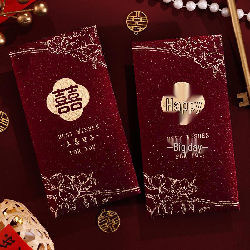 Roter Doppelglück Hochzeitsgeldumschlag für Frischvermählte