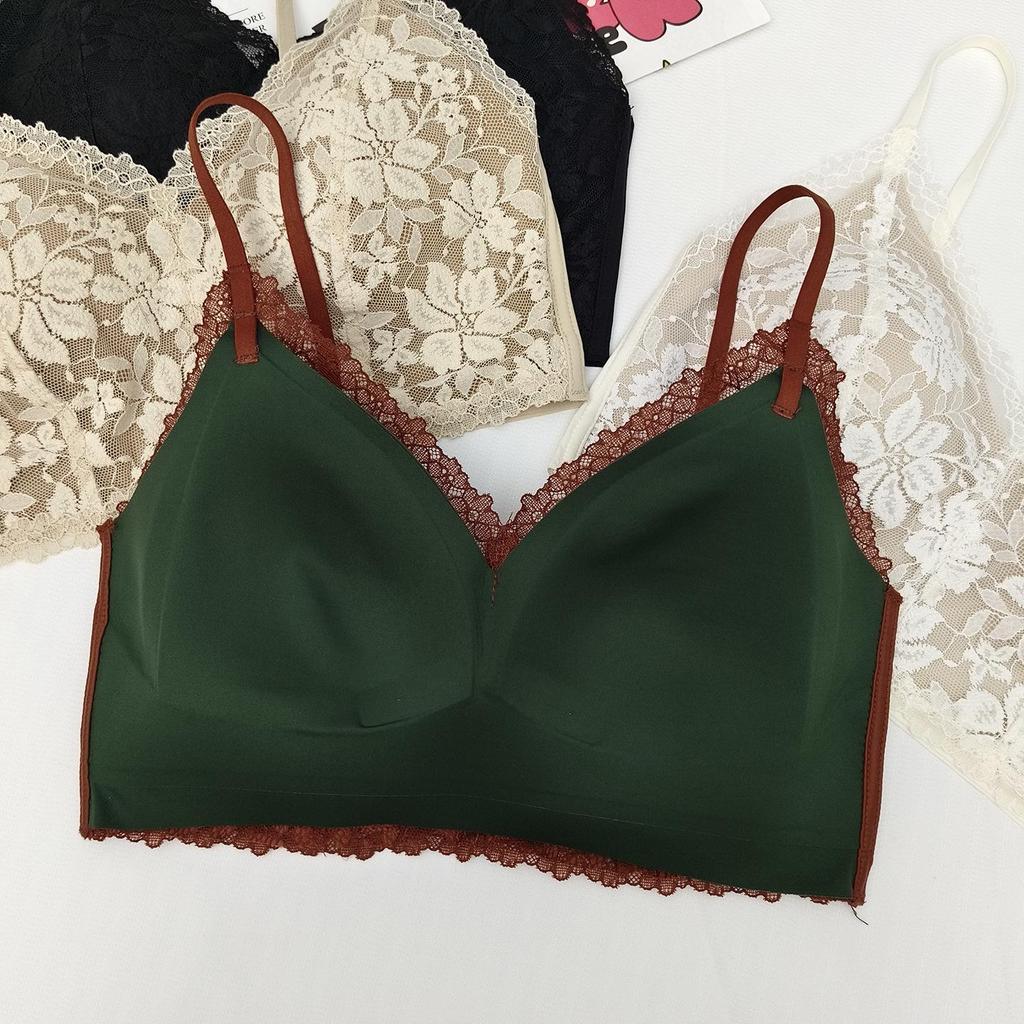 Women's French Triangle Lace Camisole Bra with V-Neck and Beautiful Back Design