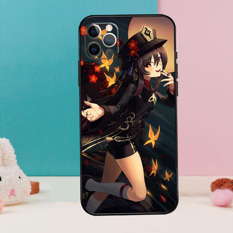 Genshin Impact Hutao Phone Case For iPhone 17 Air 16 15 14 12 11 13 Pro Max 12 13 mini 15 16 Plus 16e Cover Coque