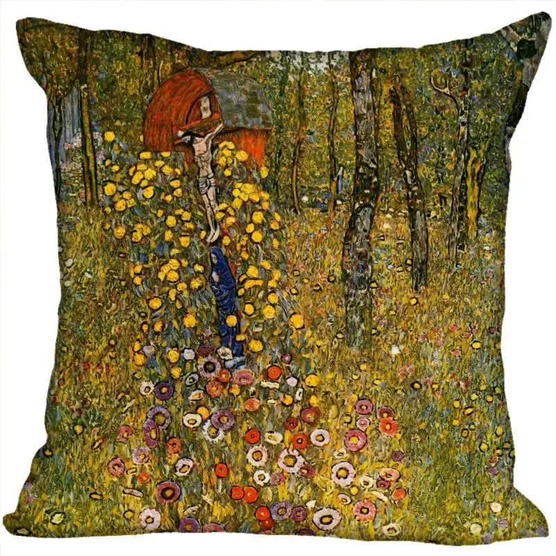 Benutzerdefinierte Kunstmuster Kissenbezüge Gustav Klimt Quadratischer Kissenbezug Weihnachten Reißverschluss-Kissenbezug 45*45cm(Eine Seite)