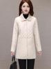 Plus Size Mid-Length Cotton Jacket for Women, 2024 Autumn/Winter, Middle-Aged Mother's Outerwear