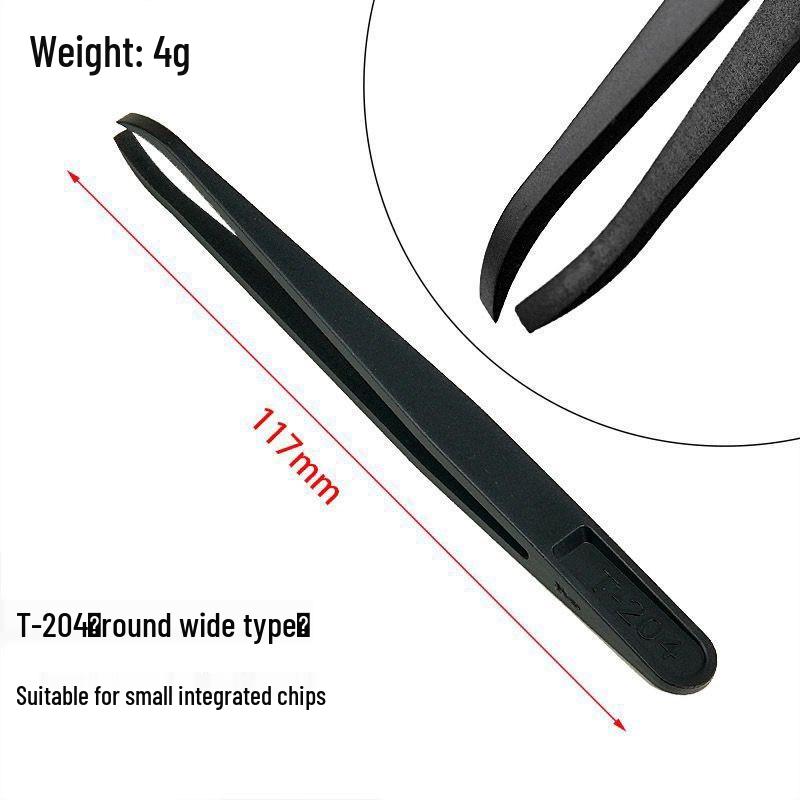 Anti-Static Curved Tip Plastic Tweezers, Multi-functional with Wide and Flat Tips for Industrial and Eyelash Use.