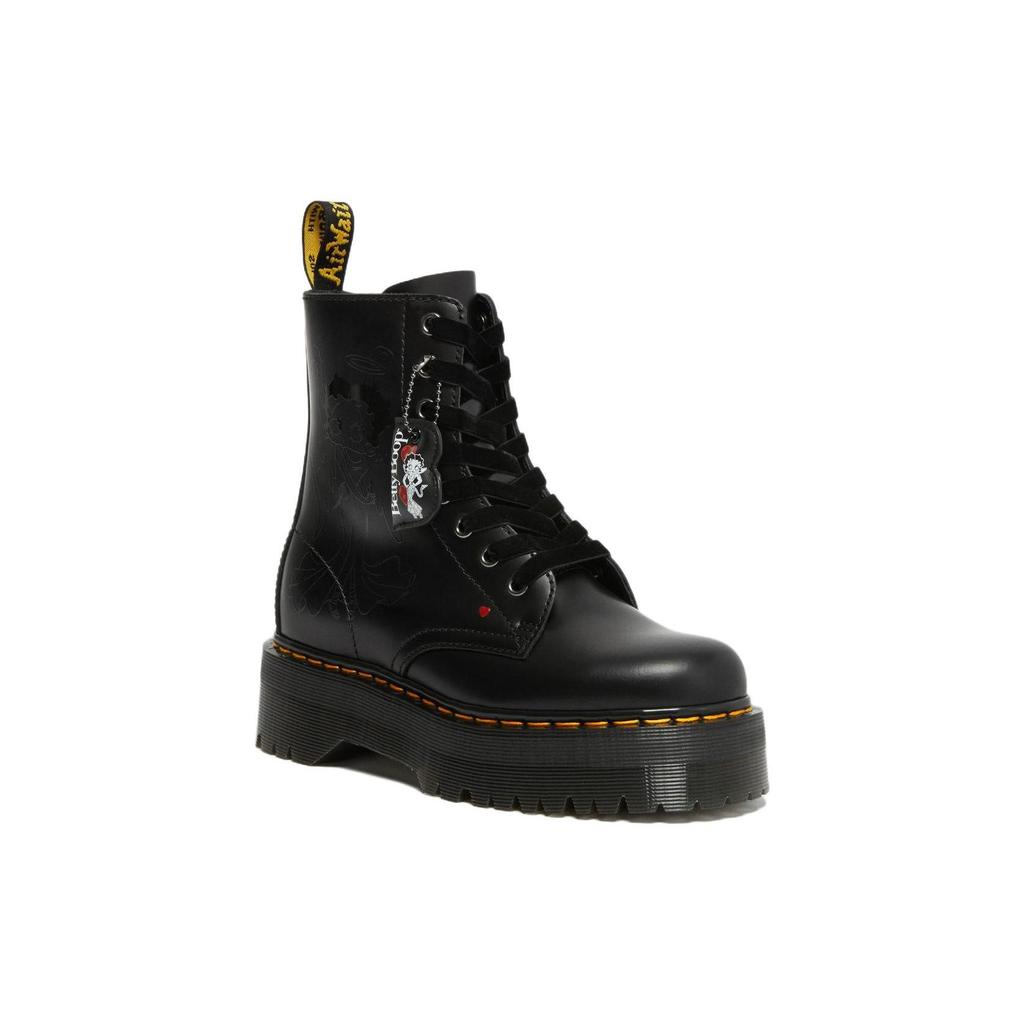 Dr. Martens Betty Boop X  Jadon BB Leather Glossy Thick Sole 8 Eyelet Zipper Printed Short Boots Unisex boots Black 27932001