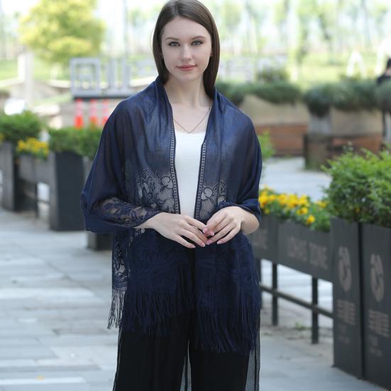 Crochet Flower Pattern Embroidery Lace Tassel Dinner Shawl Bride Bridesmaid Cheongsam Dress Shawl Female Accessories