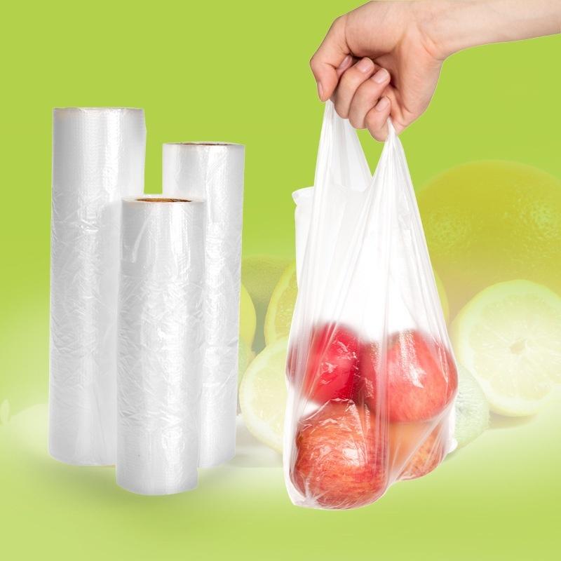 100Pcs Thickened refrigerator crisper large vest PE food bag fresh fruit and vegetable seal