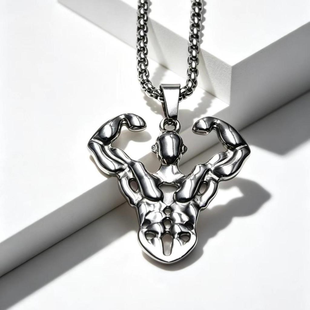 Stainless Steel 3D Muscle Power Pendant - Trendy Unisex Fashion Accessory