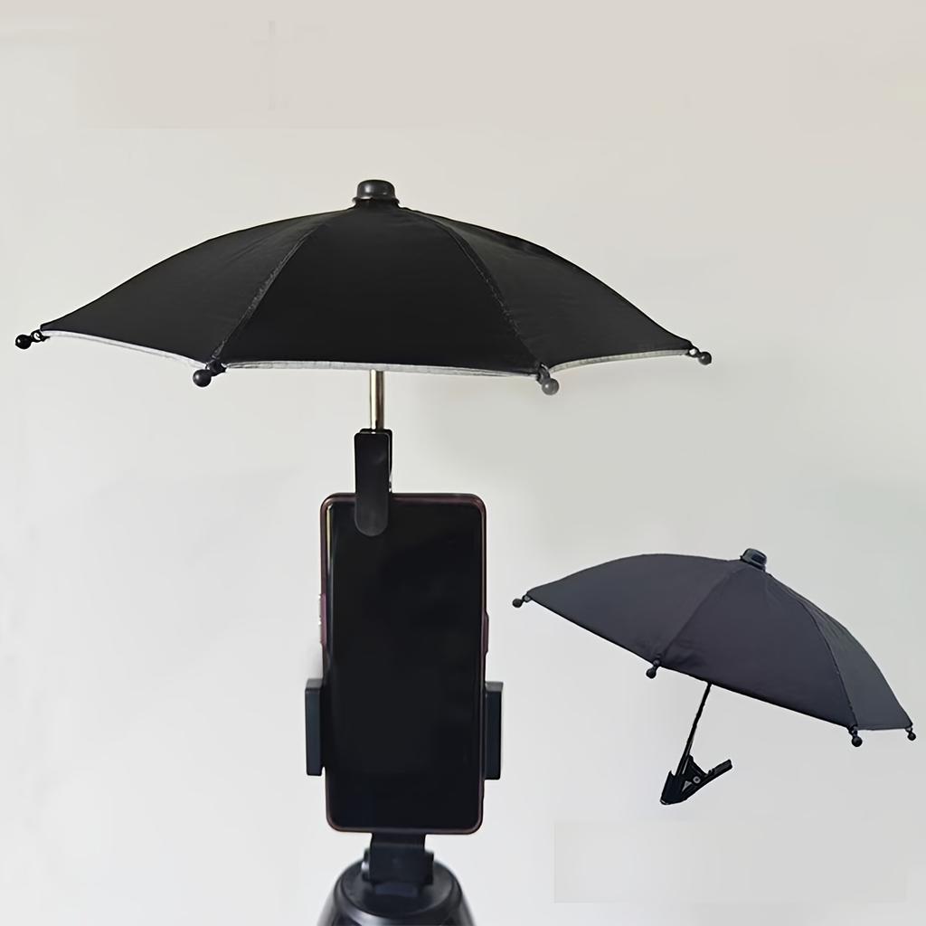 Live Streaming Rainproof Anti-Reflective Phone Umbrella, Mini Cycling Sunshade Cute Umbrella with Clip Small Decorative Parasol