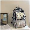 Fresh, Sweet and Cute Two-dimensional Plaid Backpack for Junior High School Students, Contrasting Colors, Large-capacity Backpack.
