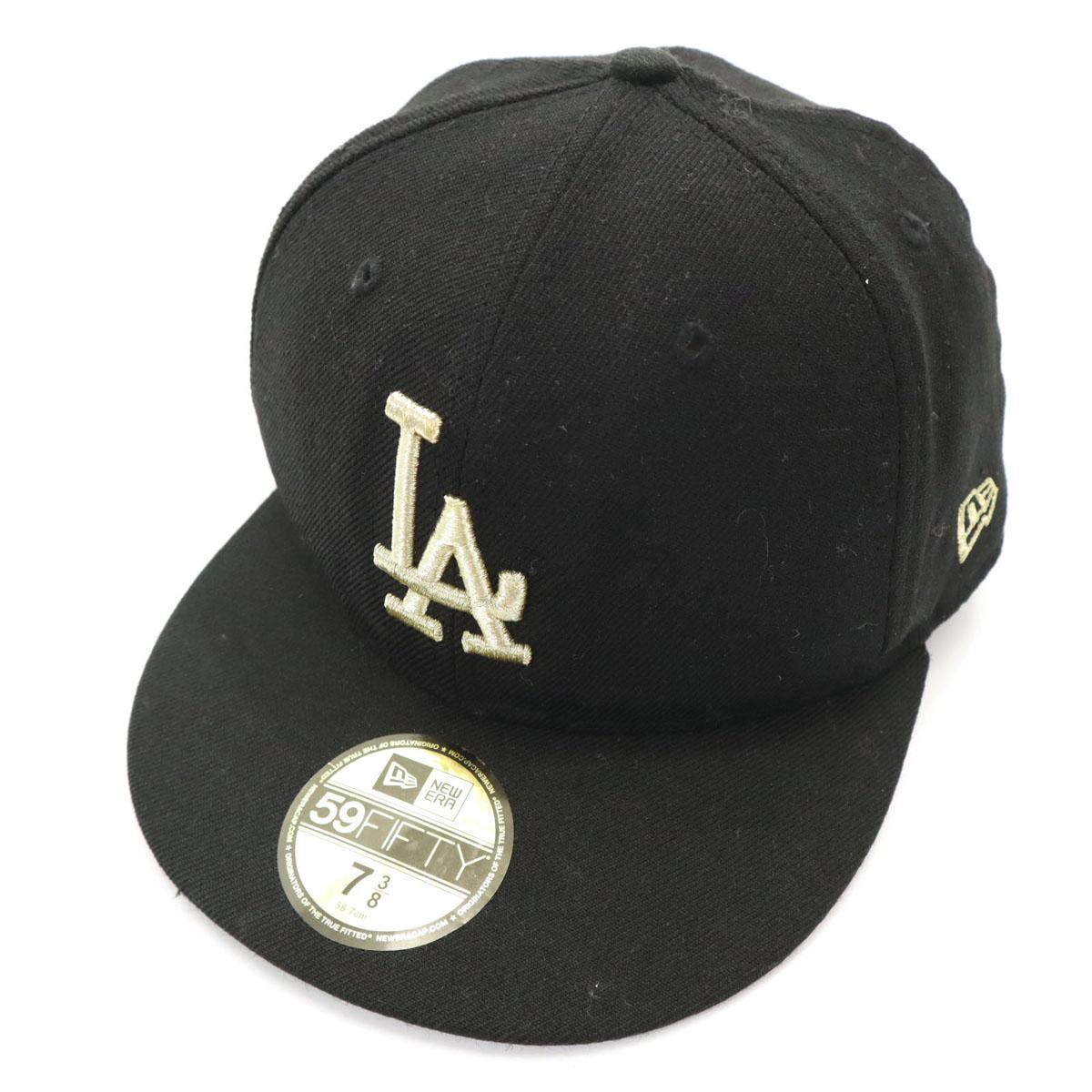 

NEW ERA 59fifty Los Angeles Dodgers Wool wool cap 7 3/8 black Men s Used